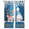 Christmas Red Santa Claus Elk Ball Lantern TCurtains For Living Room Bedroom Kitchen Decoration Window Tulle Curtain