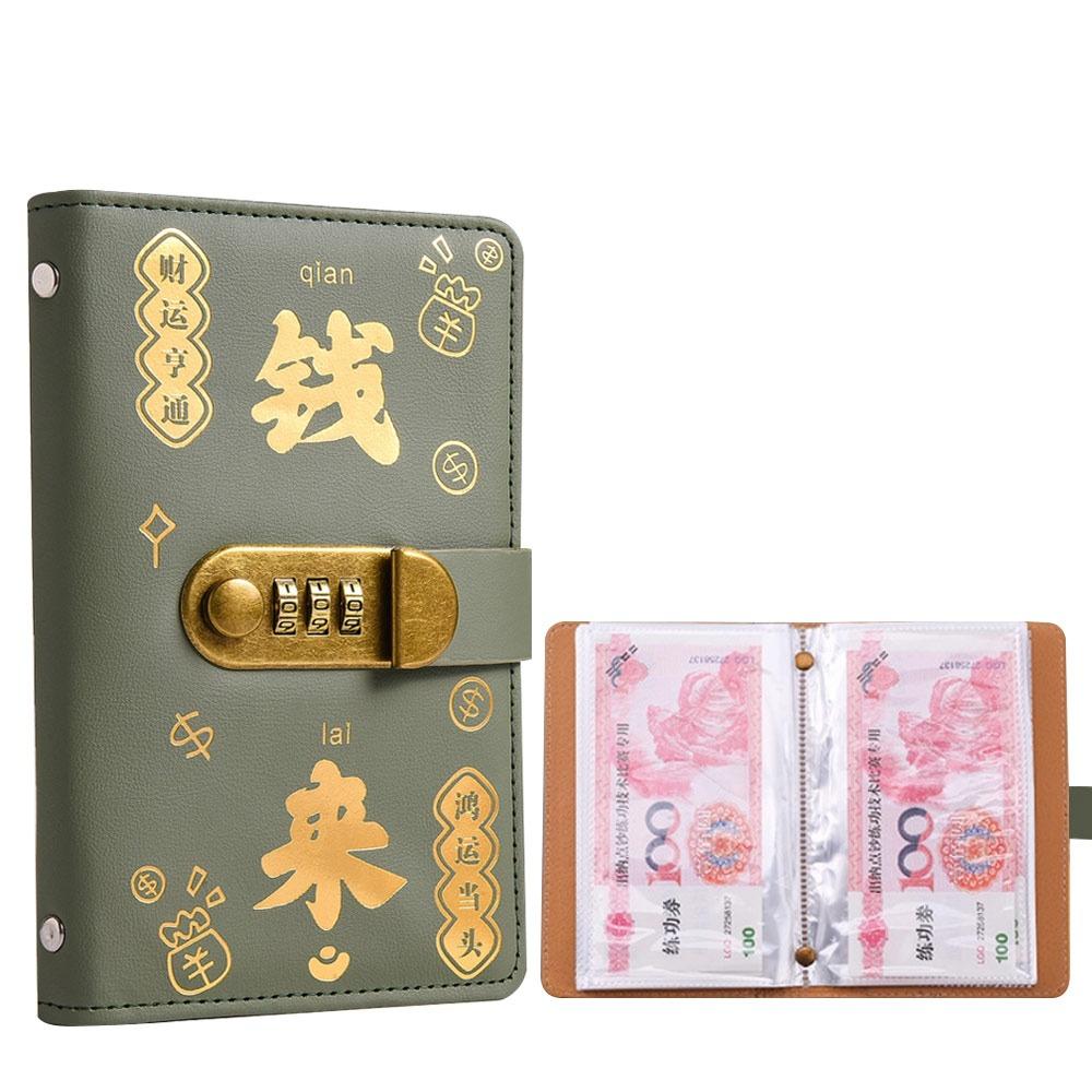 With Password Lock 100 Envelopes Money Saving Challenge Save Money Get Rich Savings Binder Reusable PU Money Collection Book