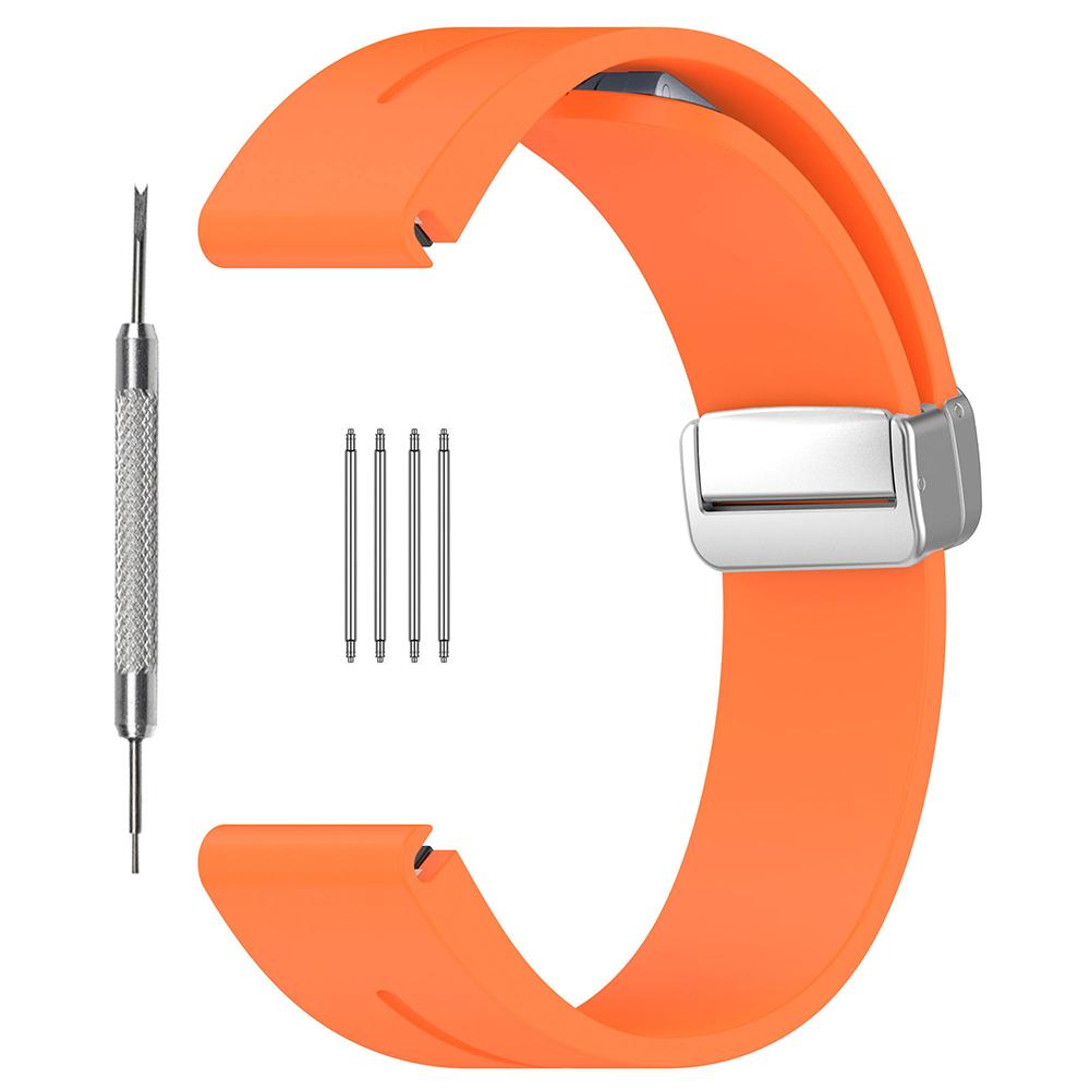 

For Huawei Watch GT 4 46mm/Garmin Forerunner 570 47mm/Venu 3 22mm Silicone Watch Strap Magnetic Silver Buckle Band Orange
