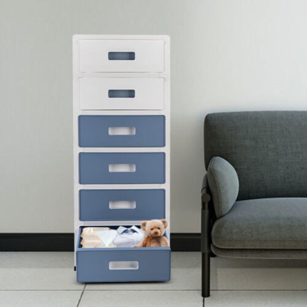 Bymaocar 33'' High 6-drawer Organizer/household Storage Cabinet Drawer Type Underwear Box Strong & Durable with Handles & Wheels