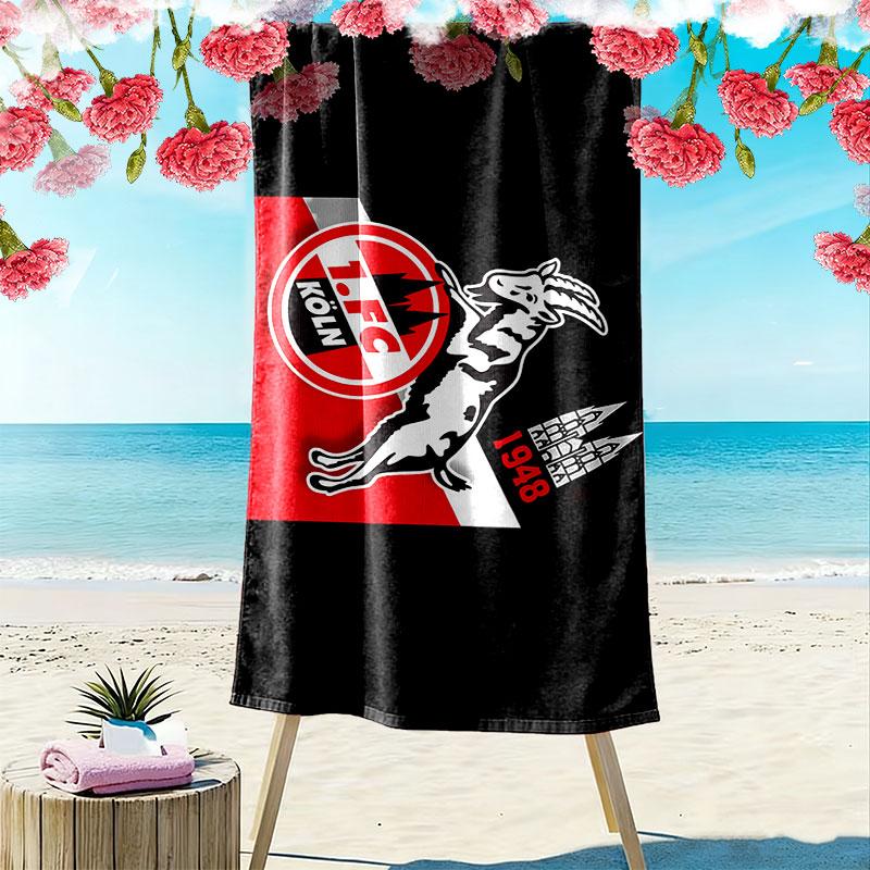 FC Köln Logo Aufdruck Strandtuch, Großes Weiches Schnelltrocknendes Handtuch für Strand Camping Schwimmen