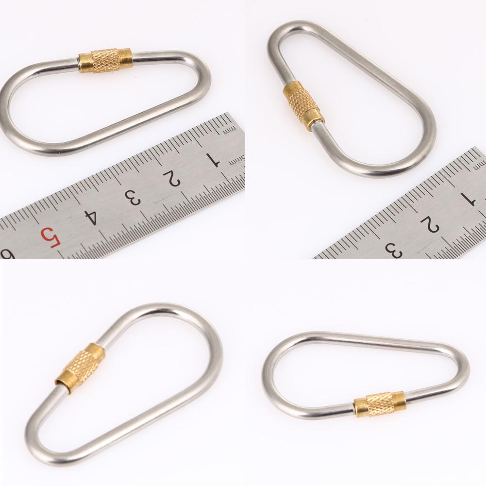 D Shape Titanium Alloy Screw Lock Carabiner Clip Hook Keychain Camping