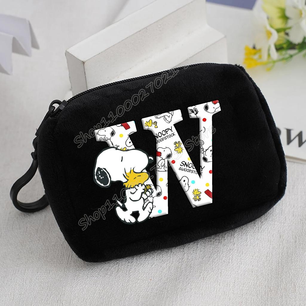 Snoopy Coin Purse Kawaii Cartoon Mini Wallet Man Woman Zipper Purse Fashion Anime Black Money Card Storage Bags Birthday Gift