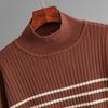 Fall Winter Lazy Wind Loose High Collar Pulllover Sweater Suit Women's Stripe Long Sleeve Knit Wide Leg Pants Two Piece Set