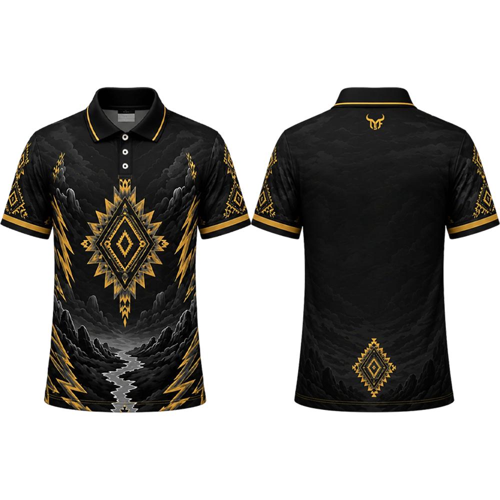 Herren Western Berg Ethnischer Stil Lässiges Bedrucktes Poloshirt Schnelltrocknendes Sport Golf Shirt Sommer Lässig Atmungsaktive Kragen Oberteile