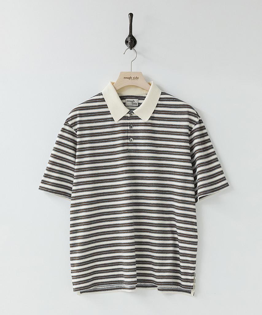 Leopeusaideu Multi Stripe Polo Shirt Ecru