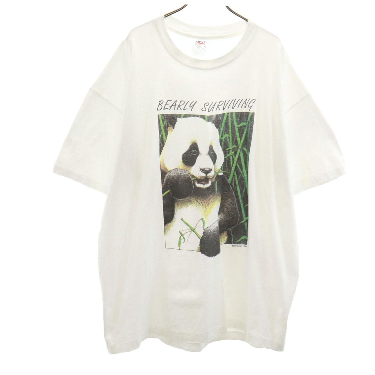 

anvil 90-е годы Старый Человеческий Глаз сделано в США Принт Панды Футболка с коротким рукавом Мужская Б/У