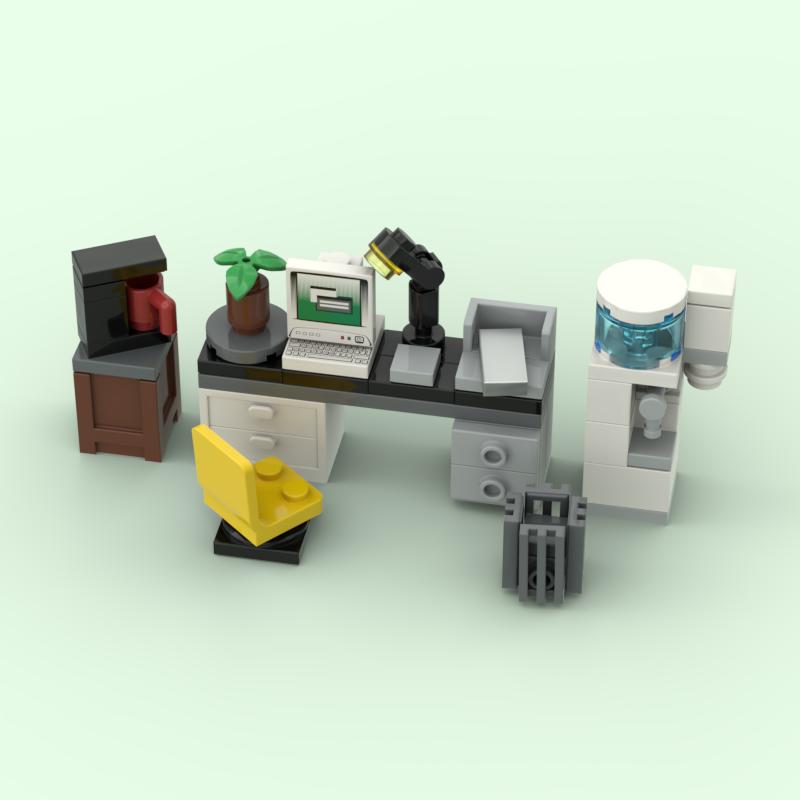 MOC Small Modern Home Particle Sofa TV Cabinet Interior Decoration Furniture DIY Building Blocks