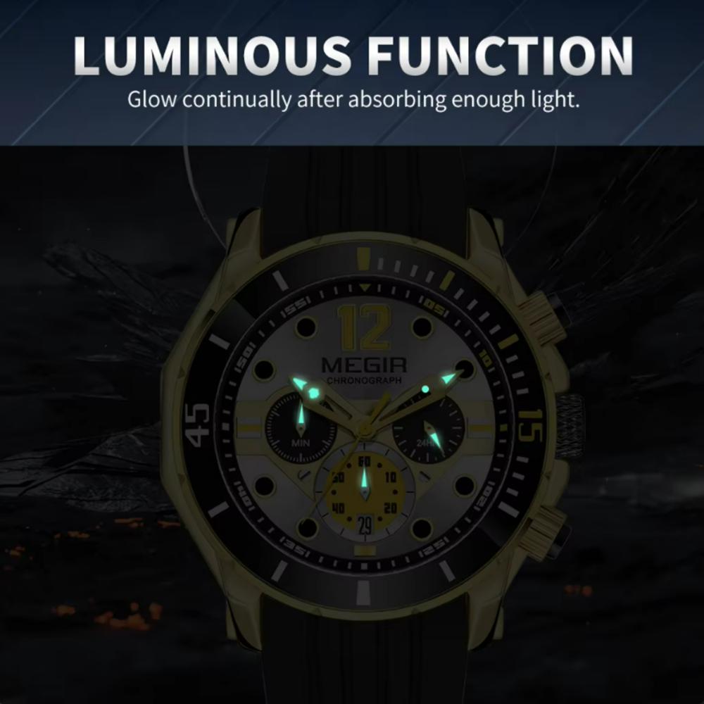 Fashion Waterproof Quartz Watches for Men Luxury Military Sport Chronograph Wristwatch with Silicone Strap