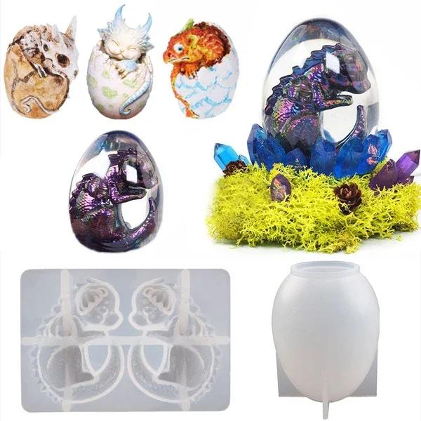 2pcs/Set DIY Crystal Silicone Egg Ball Dragon Mold DIY Craft Projects Make Jewelry Home Decoration Mirror Epoxy for Resin