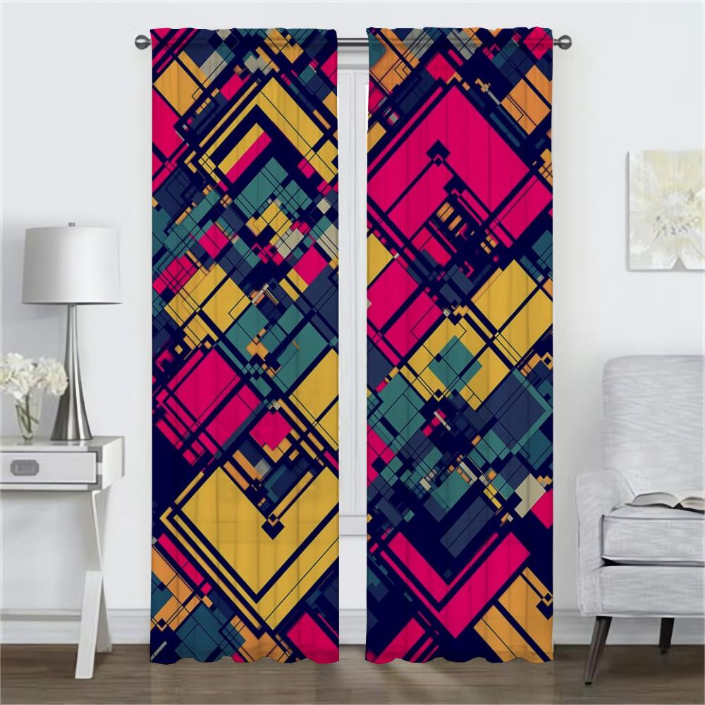 Perdea Opacă cu Design Pictat pentru Cameră 2 Panouri Perdele Elegante pentru Cameră Tul pentru Dormitor Perdele de Interior pentru Casă Jaluzele Partiție