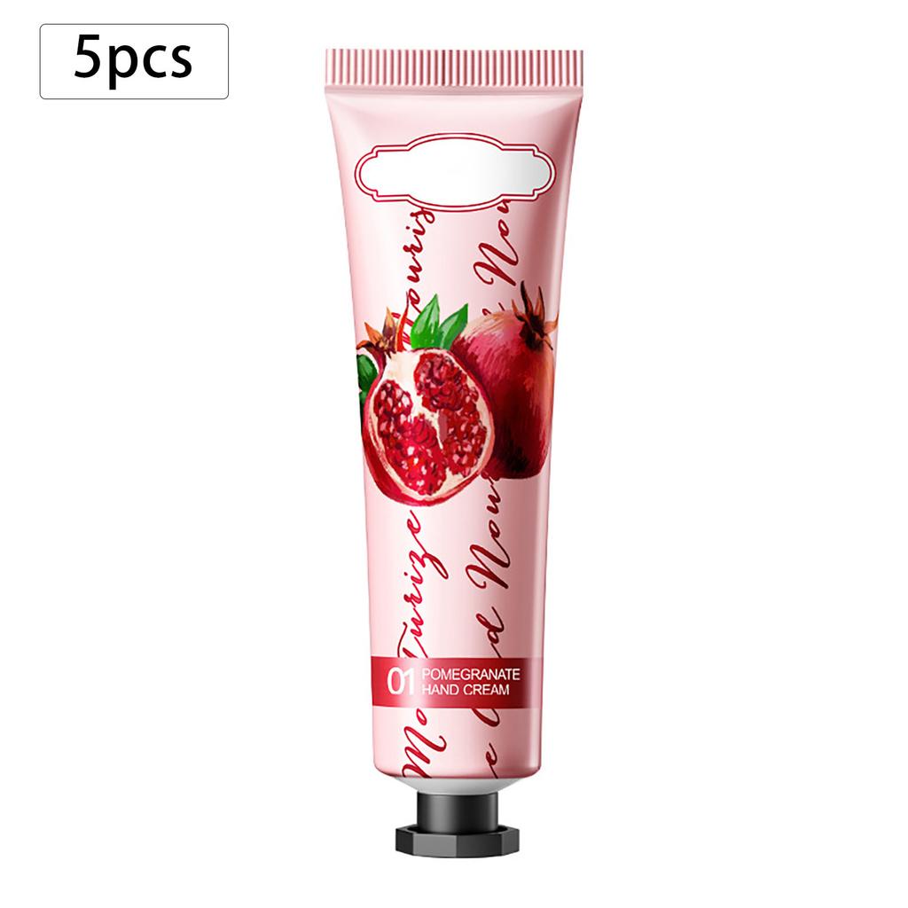Travel-Size Hand Lotion Gift Set of 5, Moisturizing Cream with Fruity Floral Scents, Nourishing Care for Dry Cracked Hands in Winter