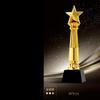 Customized Gold-plating Resin Trophy Award Souvenir, Excellent Character, Home Decoration, Creative, Crystal Base, Engraving 1Pc