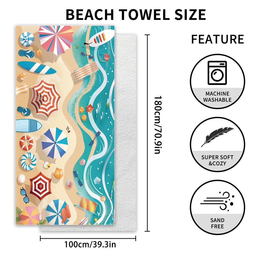 New, Double-sided Velvet Beach Towel Quick-drying Sports Towel Printed Bath Towel