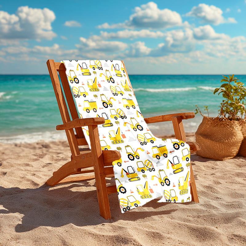 Ultra-weiches Strandtuch mit Bagger-Thema, Ideal für Pool - Camping, Tauchen - Perfekter Reisebegleiter, Lebendiges Strandtuch.