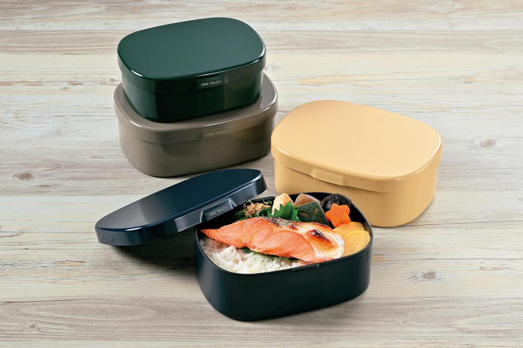 Tatsumiya HAKOYA Quickly Washable Lunch Made in Microwave and Dishwasher Safe Box, One-Touch, Japan, Large, 900ml, Gray,