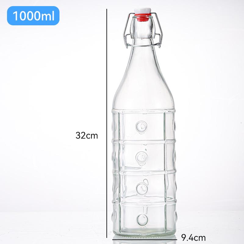 Lock & Lock Transparent Glass Bottle with Square Buckle for Juice, Enzyme, Wine, Homebrew, and Baijiu.