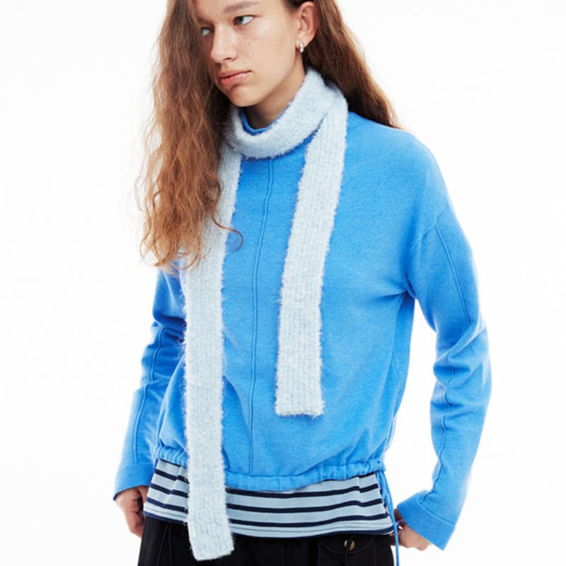 FENNEC BOUCLE KNIT MUFFLER - POWDER BLUE