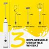 Handheld Electric Milk Frother Whisk Egg Beater USB Rechargeable Coffee Blender Household Milk Shaker Mixer Foamer Black