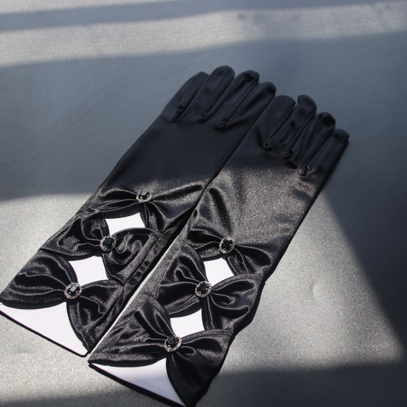 

Retro Black Gothic Style Dress Etiquette Gloves Mid Length Long Length Prom Party Socialite Oversleeves Bride All-Match Jewelry Black All yards