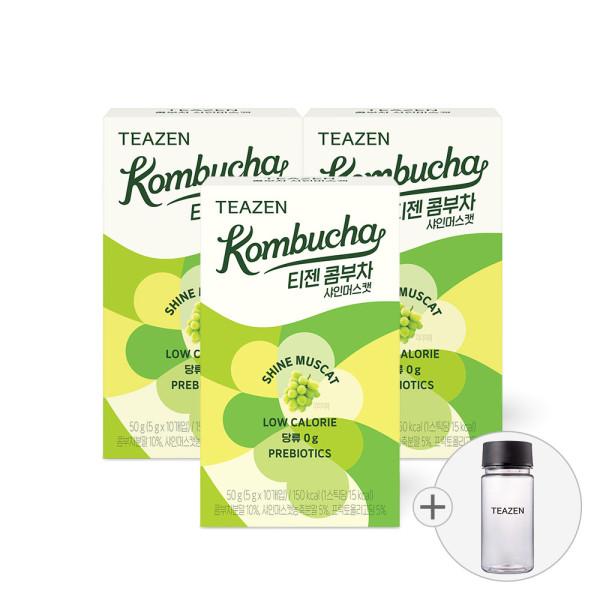 Teazen Kombucha Shine Muscat 10 sticks x 3 boxes (bottle included), Korea Kombucha