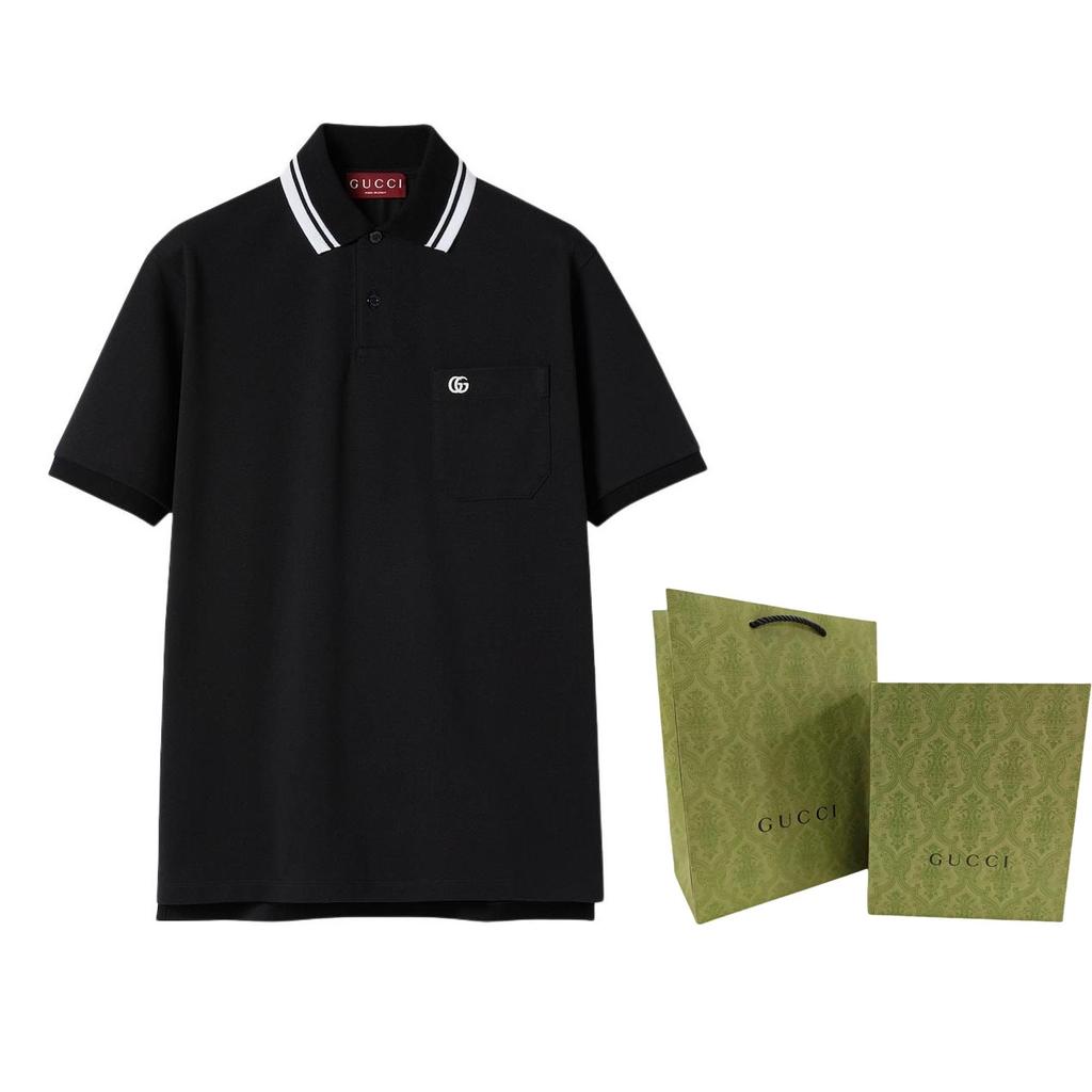 Gucci Logo Embroidered Short Sleeve Polo Shirt 795174-XJG16-1000