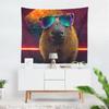 Aertemisi Ok I Pull Up Capybara with Sunglass Tapestry Wall Hanging Art for Bedroom Living Room College Dorm Party Backdrop Home