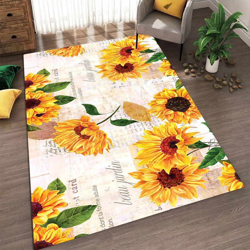 Sunflower Pattern Living Room Carpet Dirt Resistant and Easy To Maintain Foot Mat Bedroom Large-sized Floor Mat