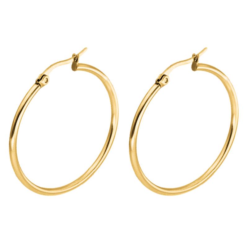 Exaggerated Big Circle Stainless Steel Hoop Earrings - Women's European & American Style
