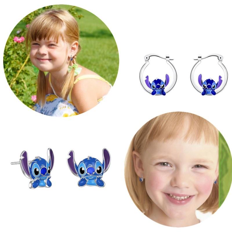 Stylowe i Urocze Kolczyki Sztyfty z Kreskówką Stitch Dla Dzieci i Dorosłych