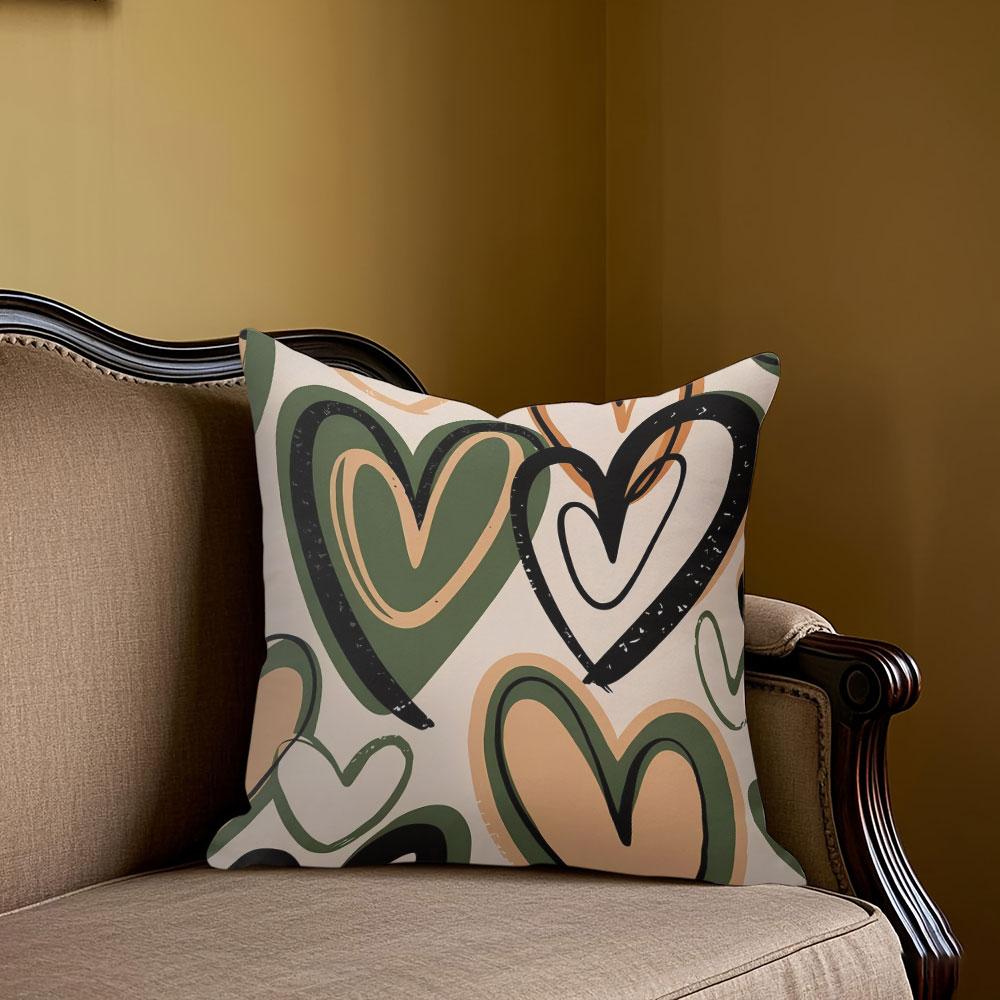 Brushstroke Heart square Jacquard Pillow Cover for Sofa Office Waist Cushion Cover Home Decorative Pillowcase