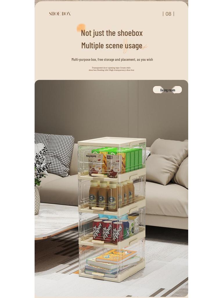 Clear Foldable Luxury Shoe Cabinet with Flip-Top Dustproof Design for Sneaker Storage