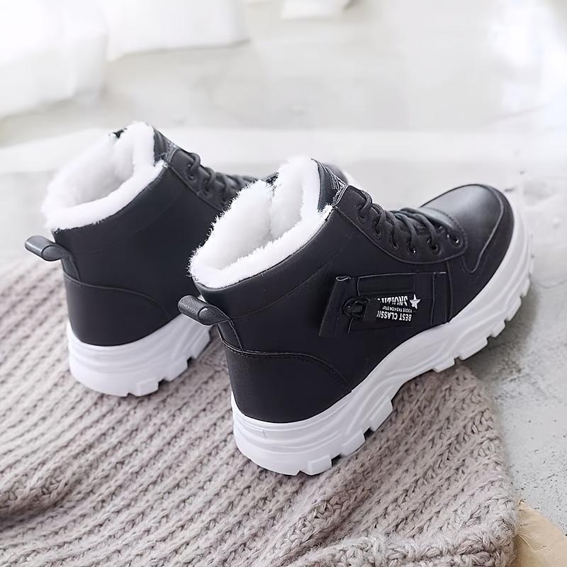 Zapatos de Algodón para Mujer con Forro Polar de Invierno, Nueva Versión Coreana Estudiante Versátil Cálidas Botas Altas, Modernas y Versátiles