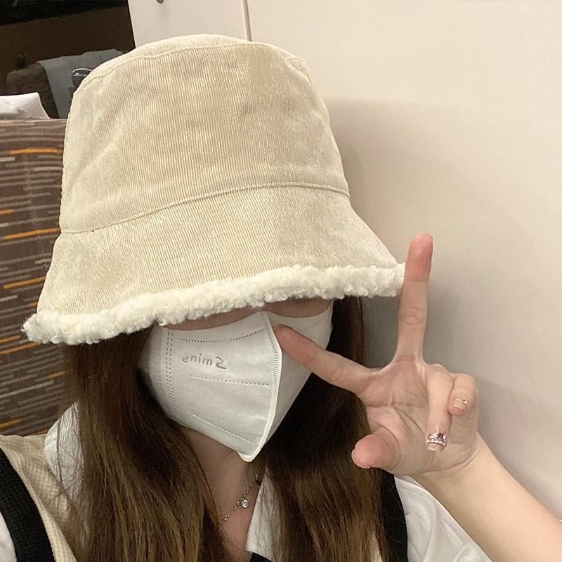 Warm Chic Lamb Wool Bucket Hat For Winter Women Stylish Cozy Fuzzy Cute Hat Fisherman