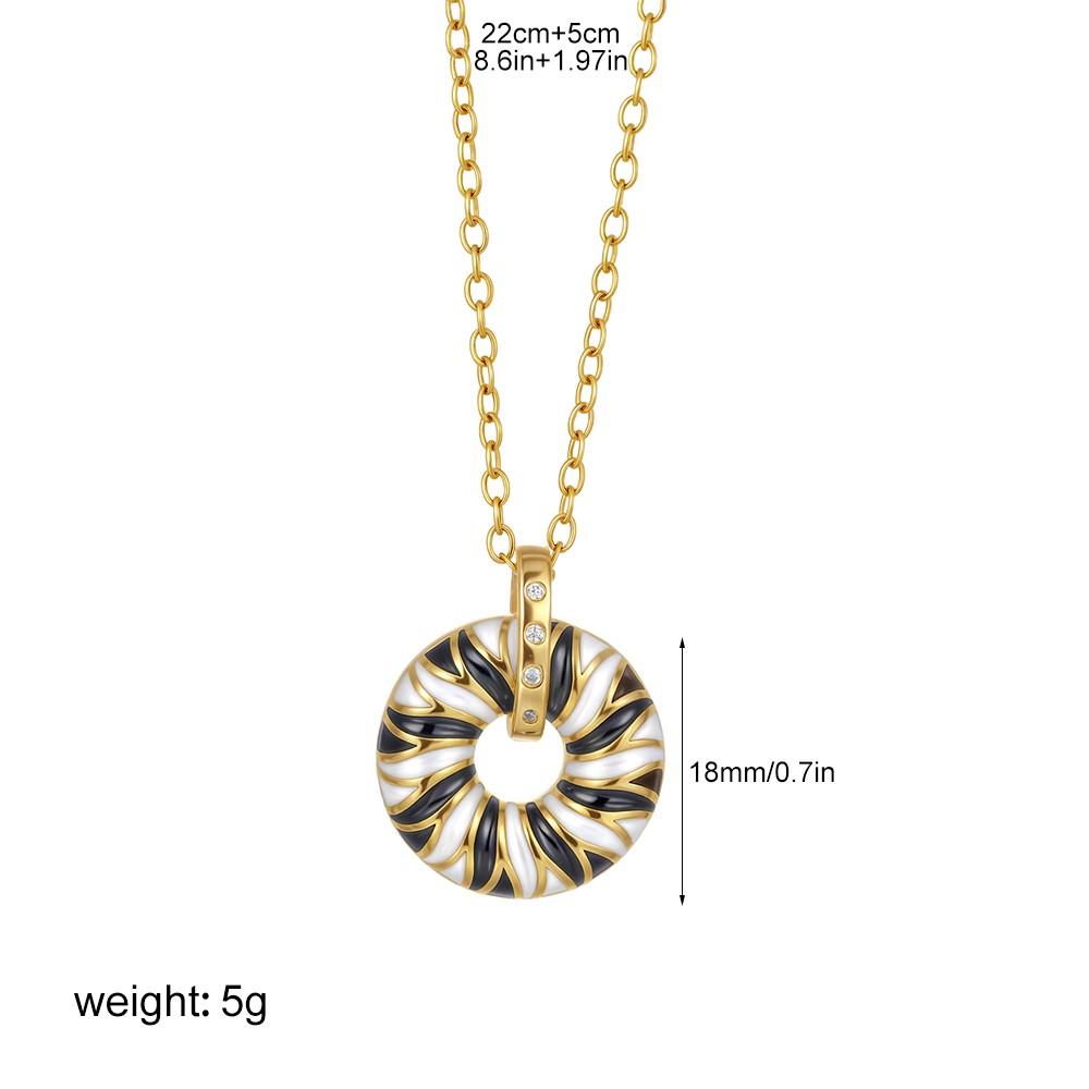 

Black White Drip Oil Enamel Chunky Rotundity Doughnut Pendant Necklace Versatile Daily Stainless Steel Clavicle Chain Choker New