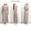 FashionBerry Maxi Dress with Drawstring Greyish Size Warm and Maternity and Women's Long-Sleeved Design, Beige, M, Comfortable, Loungewear, Friendly,