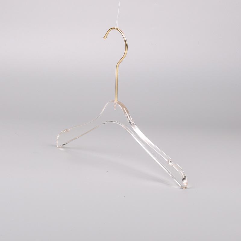 Transparent Acrylic Lingerie Hanger with S-Shaped Hook for Clothes, Fabrics, and Children's Wear.