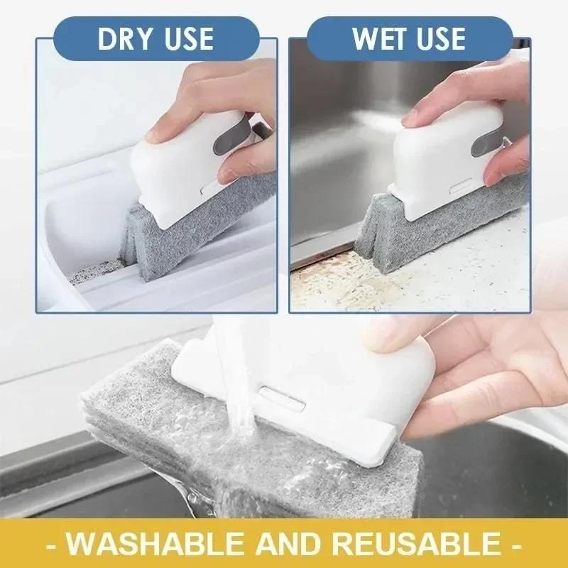 2-in-1 Window Groove Cleaning Tool Window Washing Brush Sliding Door Track Cleaning Tools Hand-held Crevice Cleaner Groove Brush