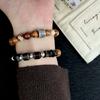 925 Sterling Silver Beads with Agarwood, Ice Obsidian, and Ancient Kiln Agate Bracelet - High-End and Versatile.