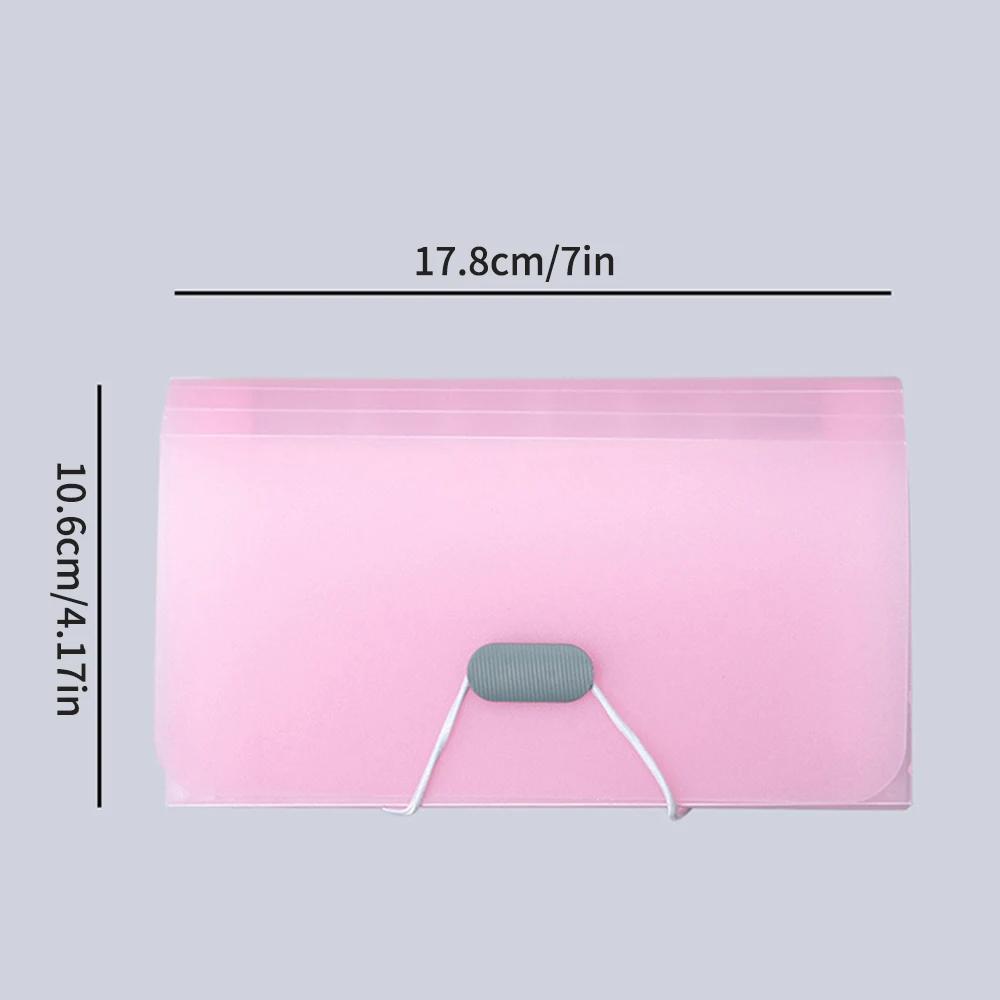 1PC A6 Mini Expanding File Folder-13 Cell Transparent Organ Bag,Ticket Pouch,Buckle Document Organizer for Office,Home & School