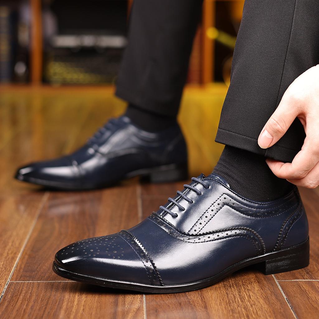 British Gentleman Designer New Men's Lace Up Brogues Oxford Shoes Male Luxury Formal Wedding Prom Dress Homecoming Footwear