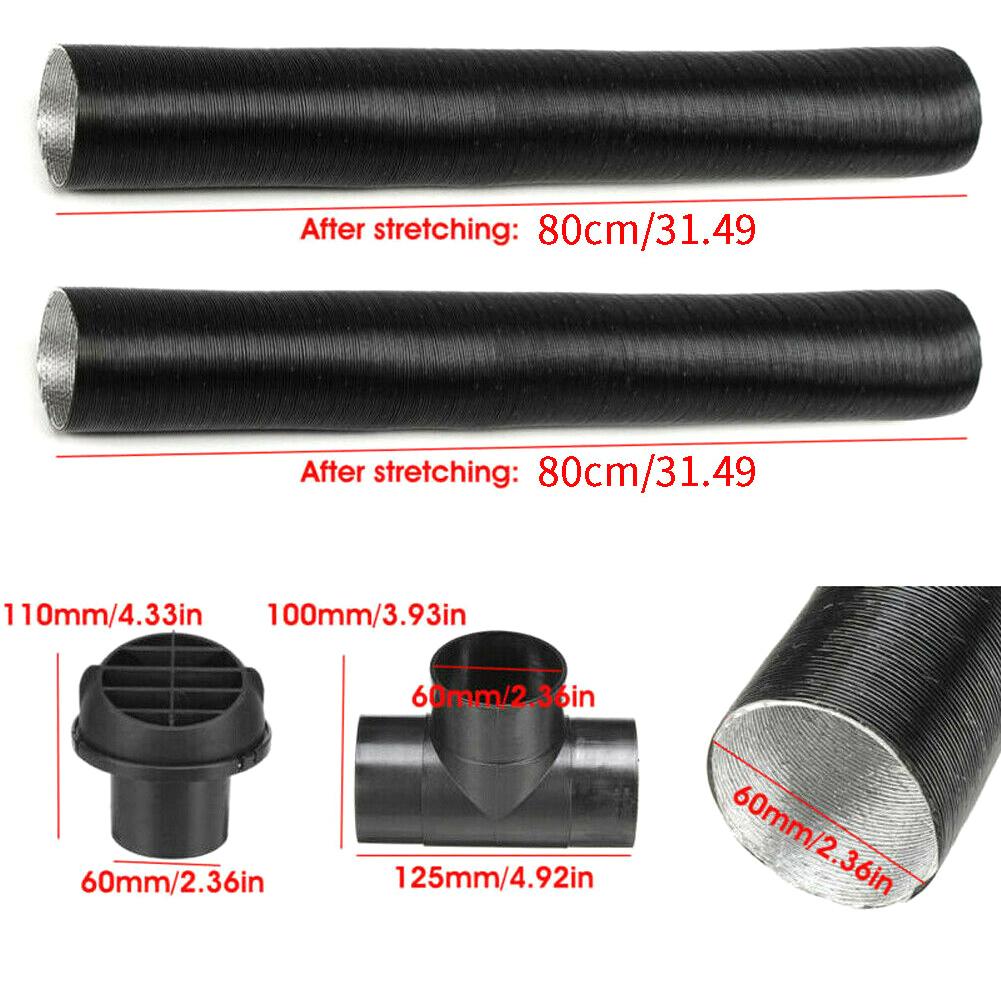 60mm Heater Pipe Duct T Piece Warm Air Outlet Vent Hose Clips Replacement Accessories For Car Truck Camper