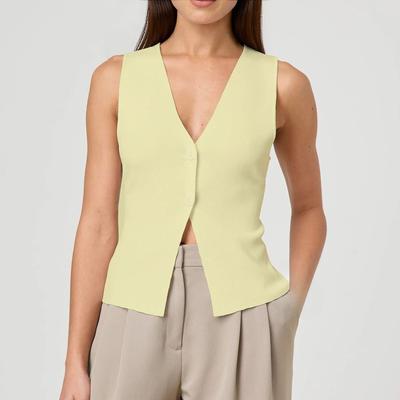 Damen Casual Mode Retro Slim Fit Einreihig Ärmellos Weste Weste Top