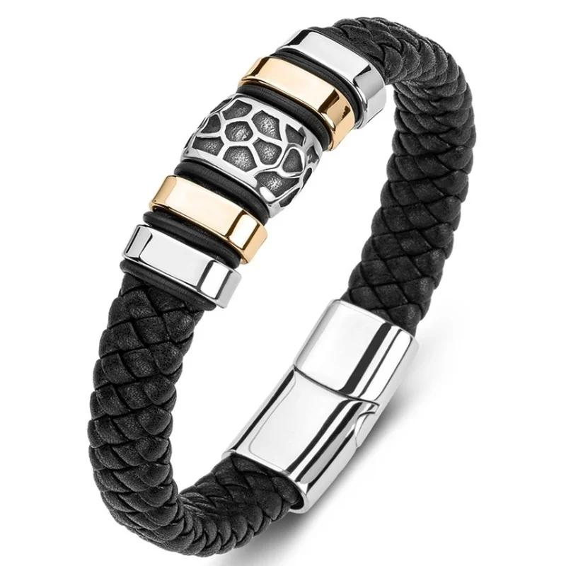 Creative and Fashionable Woven Honeycomb Shape Leather Bracelet for Men, Personalized Trendy Punk Jewelry Accessories for Women