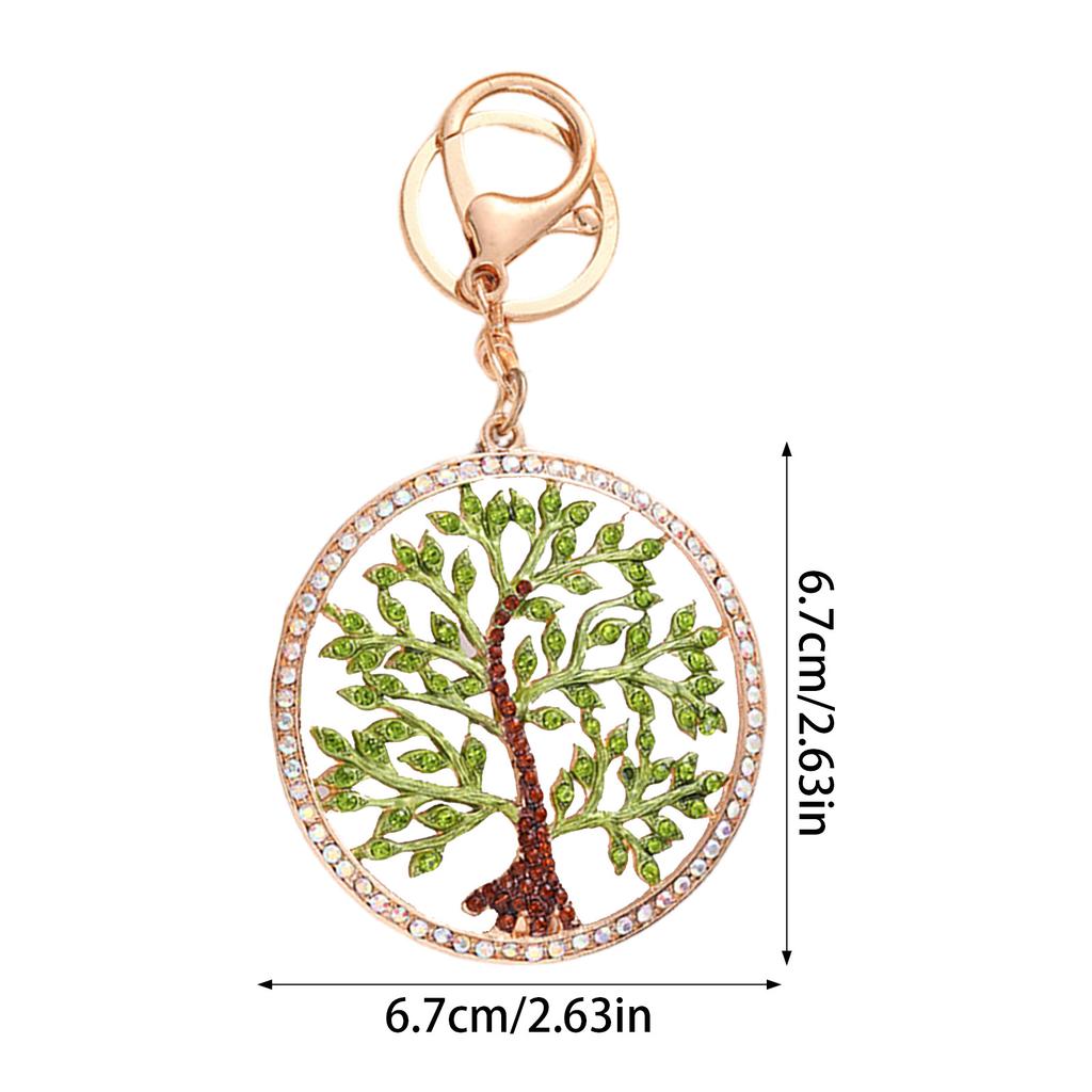 Rhinestone Round Trees Keychains Alloy Key Holder Goodie Bag Stuffers Supplies for Modern Home Decor