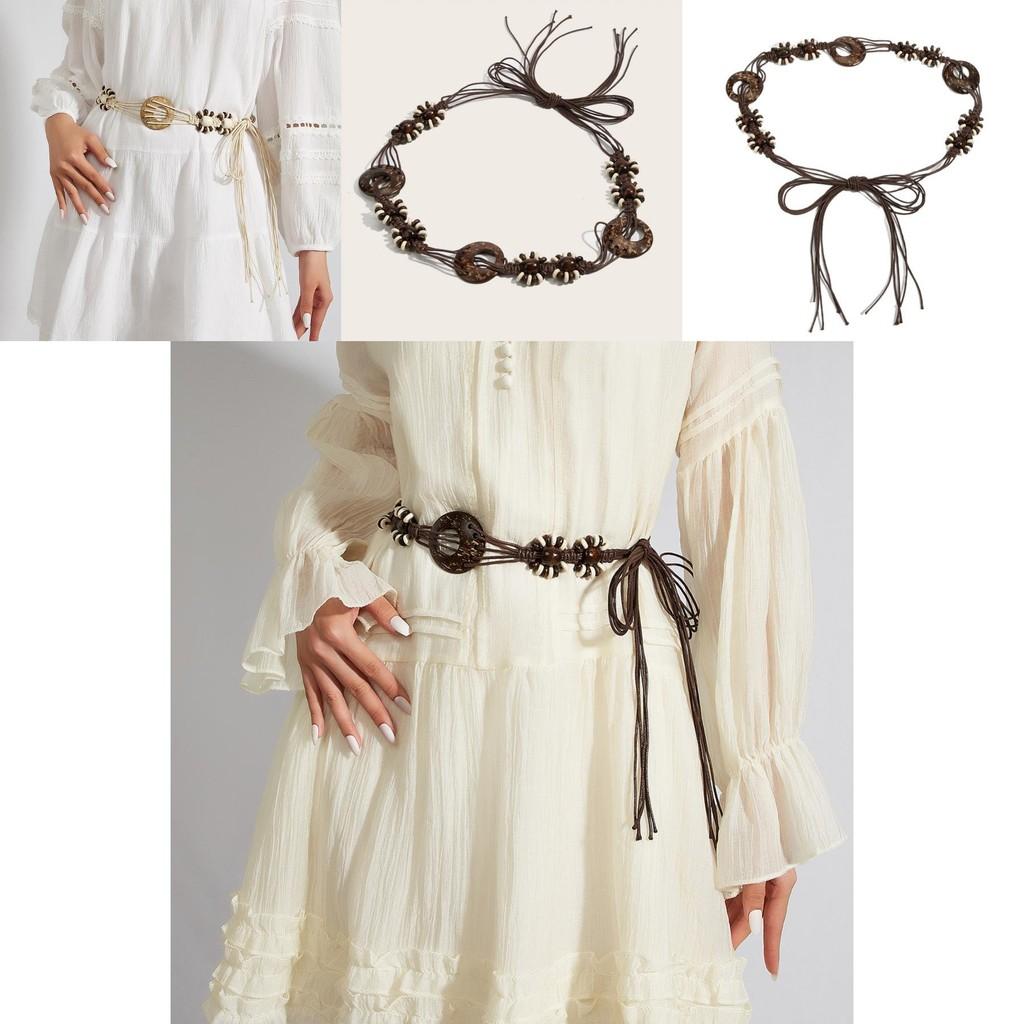 Bohemian Cotton Linen Handmade Waist Belt For Women With Knot Closure For Casual Dresses