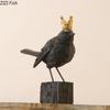 Kreativ Kronsparv Staty Skrivbordsdekoration Svart Fågel Prydnader Simulering Djur Harts Skulptur Rum Estetisk Dekor