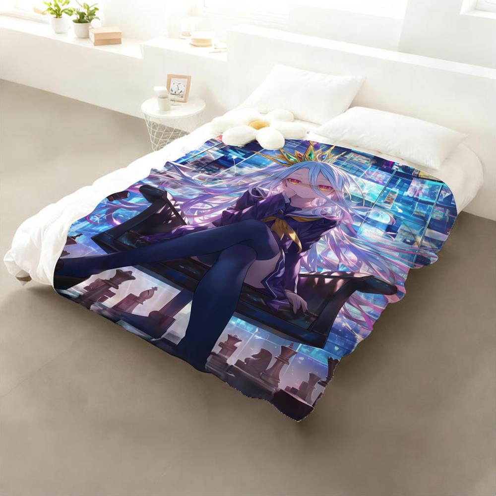 Anime NO GAME NO LIFE Throw Flannel Throw Blanket: Soft Kid-Friendly Warm Anti-Static All Season Washable Couch Bed Home