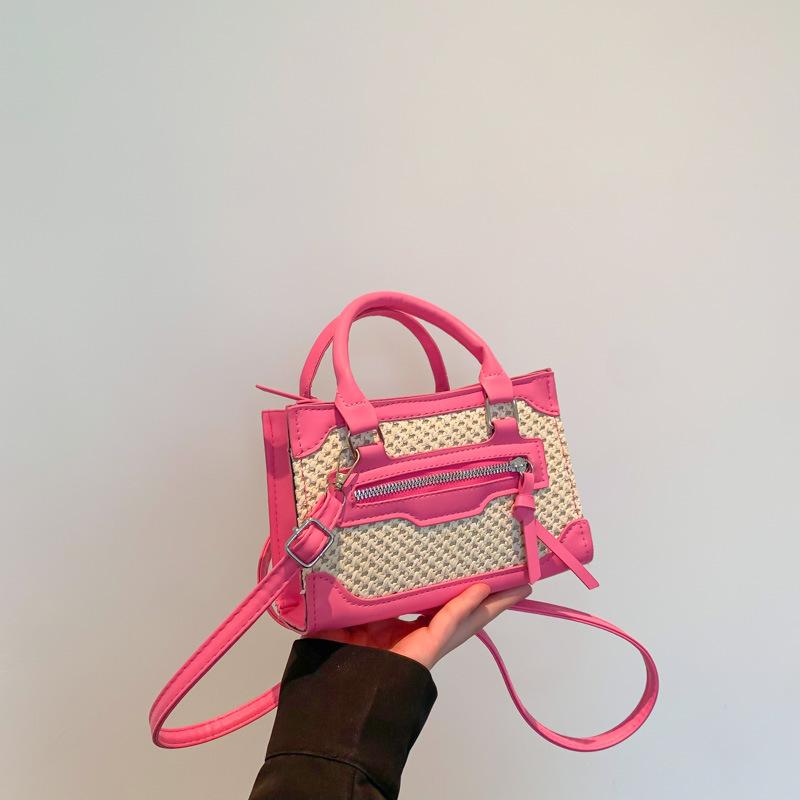 New Korean Style Fashionable Braided and Fashionable One-shoulder Handbag Simple Casual Texture Crossbody Small Square Bag