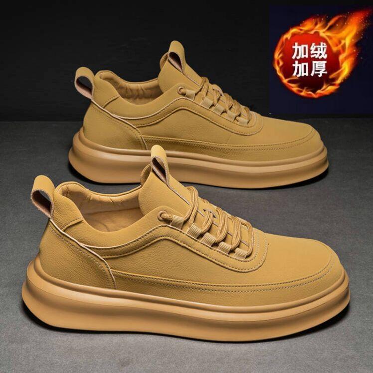 

Winter New Cotton Lined Warm Mens Casual Board Shoes Outdoor Street Flat Running Sports Shoes Light 39 жёлтый